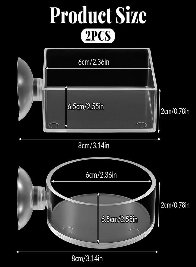 Zelphvt 2Pcs Shrimp Feeding Dish, Aquarium Feeding Dish with Suction Cup Acrylic Fish Food Feeder for Freshwater and Saltwater Tanks Round and Square - Image 2